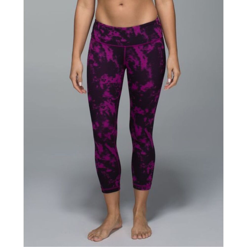 Lululemon Wunder Under Purple Tye Dye Leggings Pant Undercurrent Grapealicious 8